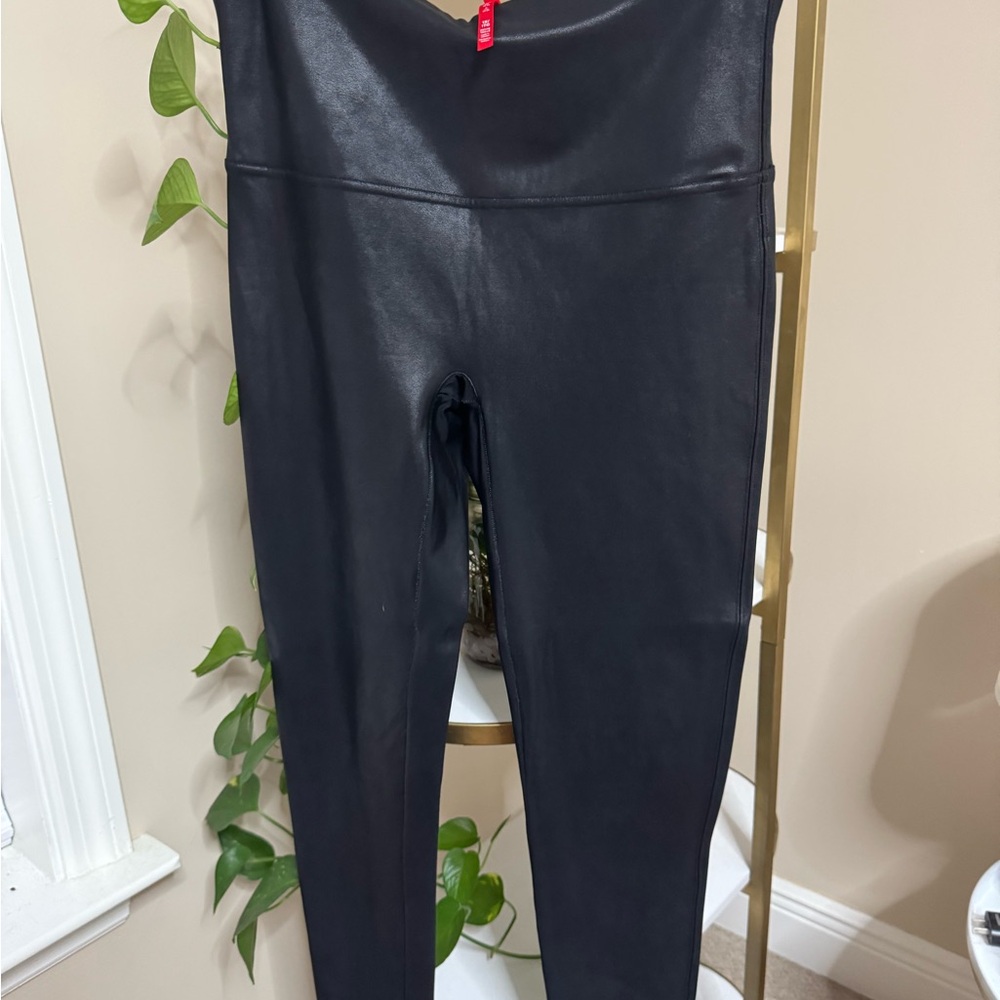SPANX Black Faux Leather-Look Leggings
